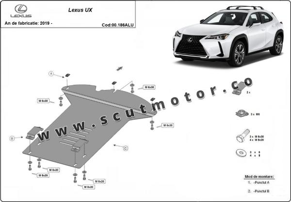 Scut antifurt din aluminiu pentru catalizator Lexus UX 3