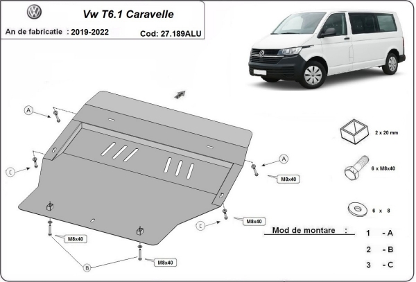 Scut motor din aluminiu Volkswagen Transporter T6.1 Caravelle 3
