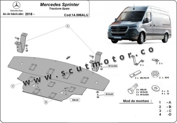 Scut motor din aluminiu Mercedes Sprinter Tracțiune spate 2