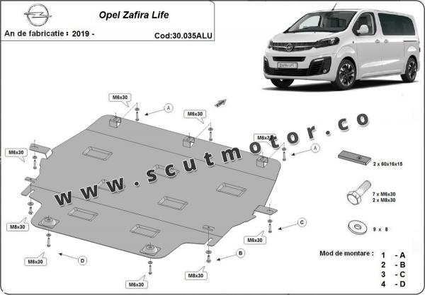 Scut motor din aluminiu Opel Zafira Life 2