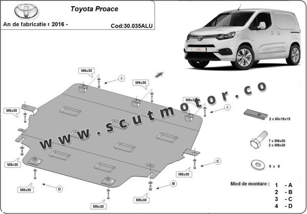 Scut motor din aluminiu Toyota Proace 2