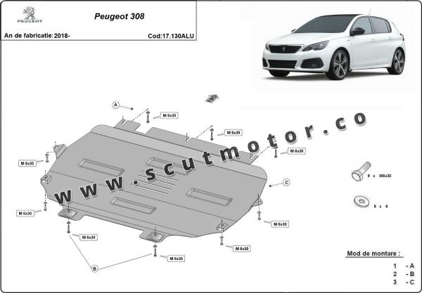Scut motor din aluminiu Peugeot 308 3