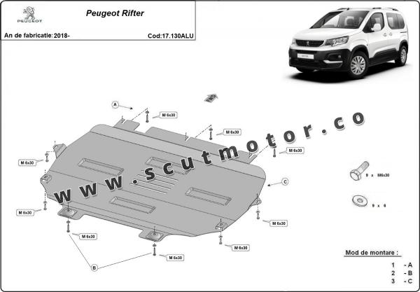 Scut motor din aluminiu Peugeot Rifter 2