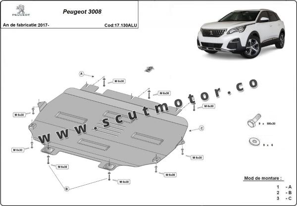 Scut motor din aluminiu Peugeot 3008 3