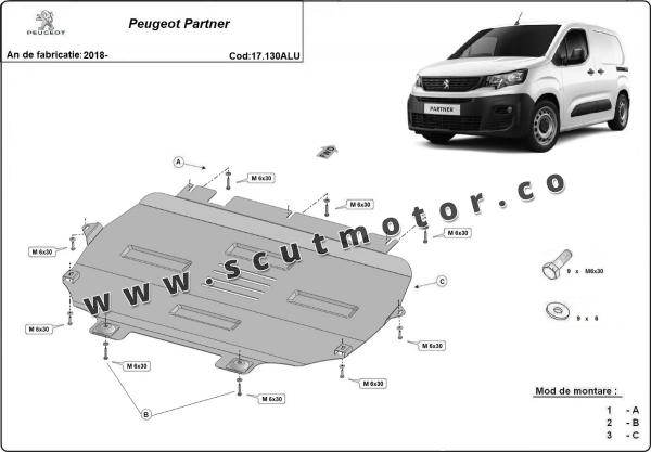 Scut motor din aluminiu Peugeot Partner 3