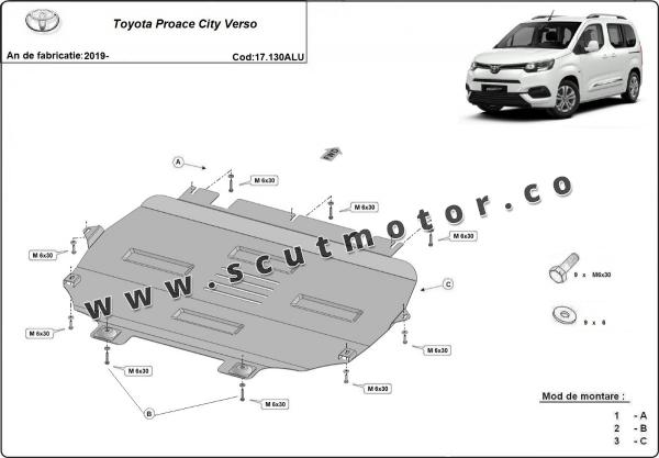 Scut motor din aluminiu Toyota Proace City Verso 3