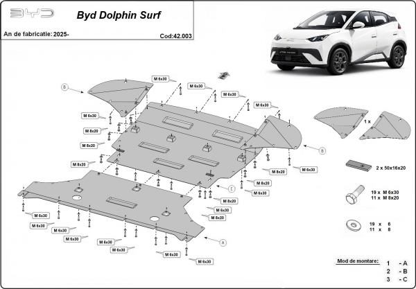 Scut motor BYD Dolphin Surf 