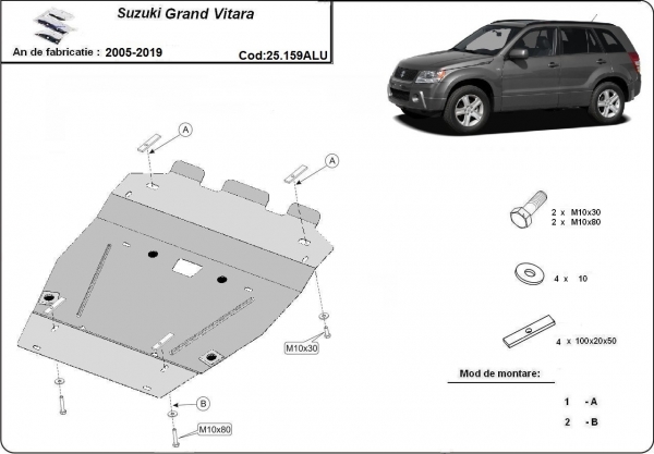 Scut motor din aluminiu Suzuki Grand Vitara 