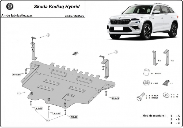 Scut motor din aluminiu Skoda Kodiaq 
