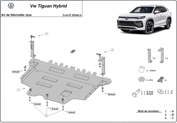 Scut motor din aluminiu Volkswagen Tiguan  