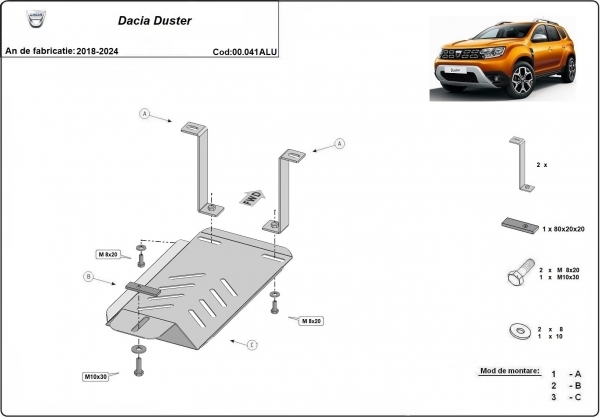 Scut diferențial din aluminiu Dacia Duster, motorizare 4x4 