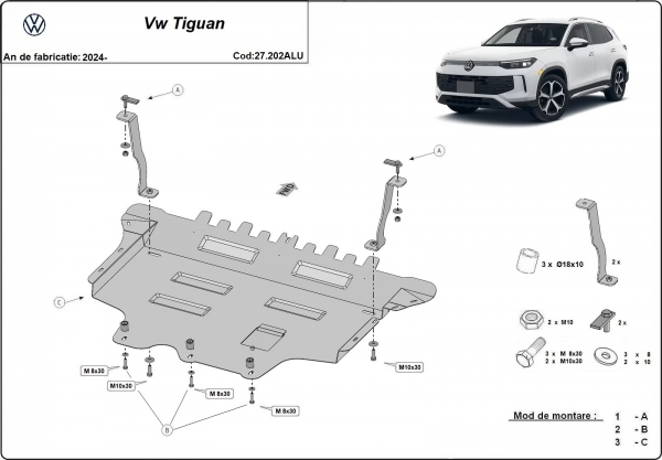 Scut motor din aluminiu Volkswagen Tiguan  