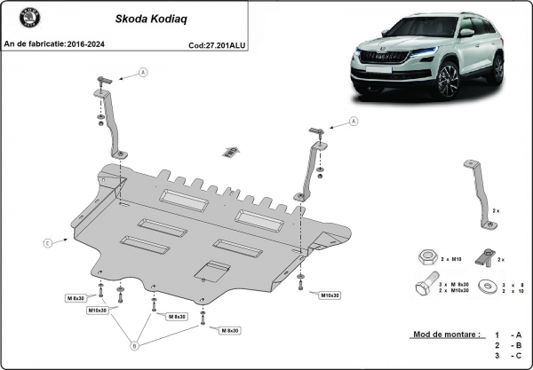 Scut motor din aluminiu Skoda Kodiaq 