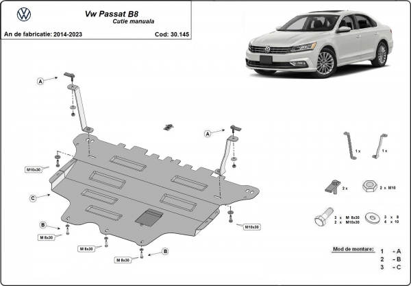 Scut motor Volkswagen Passat B8 - cutie de viteză manuală 