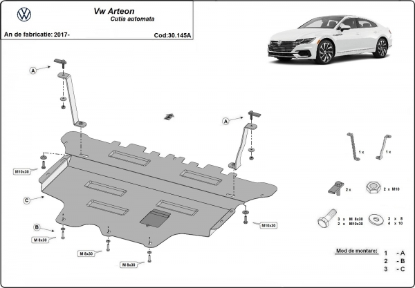 Scut motor Volkswagen Arteon - cutie de viteză automată 