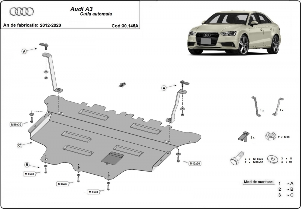 Scut motor Audi A3 (8V) - cutie de viteză automată 