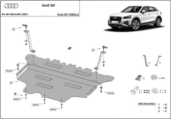 Scut motor din aluminiu Audi Q2 