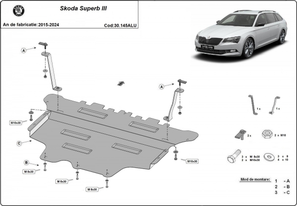 Scut motor din aluminiu Skoda Superb III 