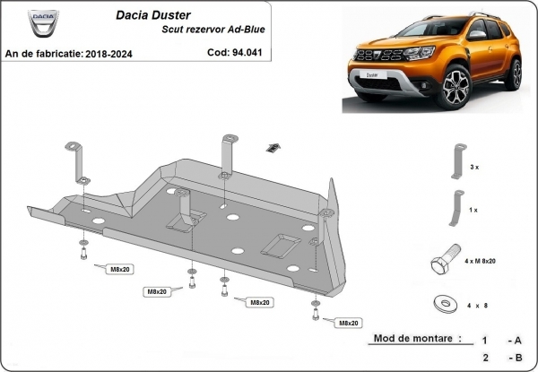 Scut rezervor AdBlue Dacia Duster 