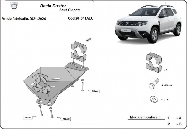 Scut clapeta Dacia Duster din Aluminiu 