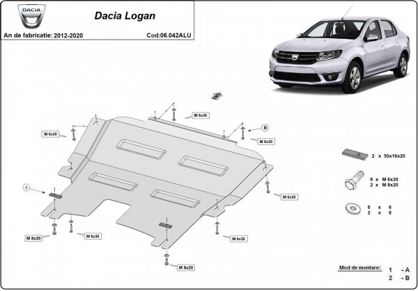 Scut motor din aluminiu Dacia Logan 2 