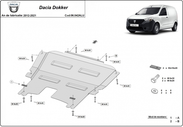 Scut motor din aluminiu Dacia Dokker 