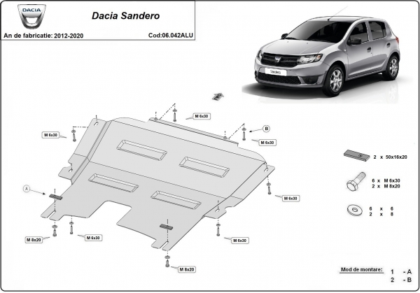 Scut motor din aluminiu Dacia Sandero 2 