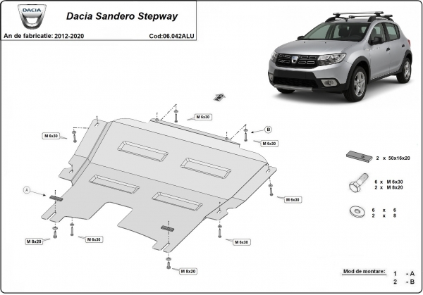 Scut motor din aluminiu Dacia SanderoStepway 