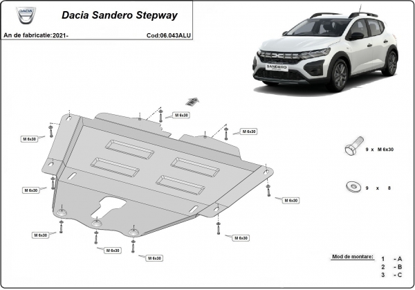 Scut motor din aluminiu Dacia Sandero Stepway 