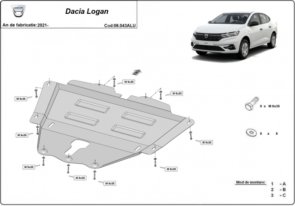 Scut motor din aluminiu Dacia Logan 