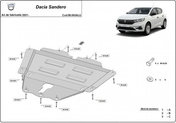 Scut motor din aluminiu Dacia Sandero 