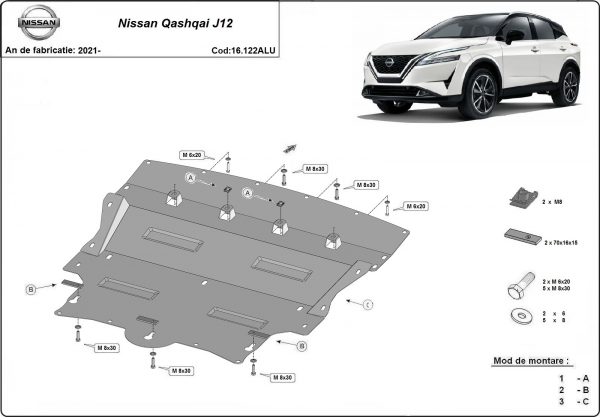 Scut motor din aluminiu Nissan Qashqai J12 
