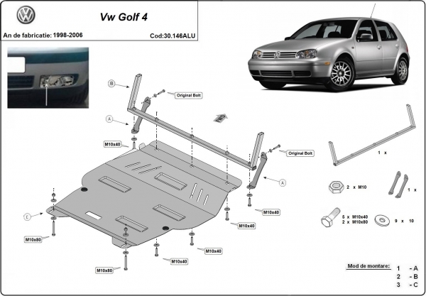 Scut motor din aluminiu Volkswagen Golf 