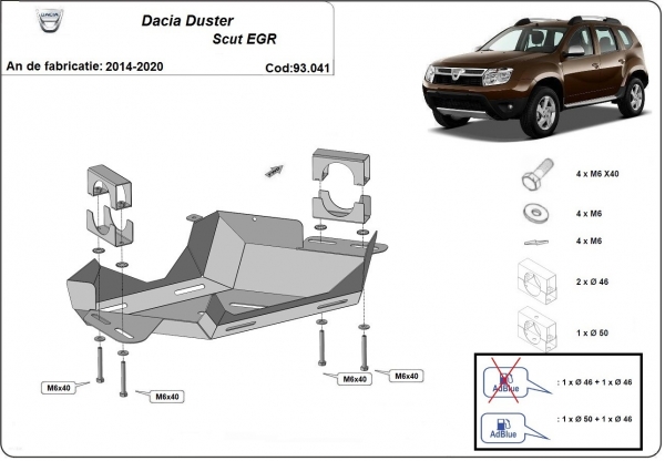 Scut clapeta EGR Dacia Duster 