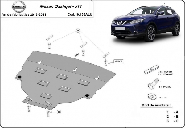 Scut motor din aluminiu Nissan Qashqai J11 