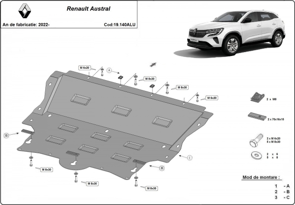Scut motor din aluminiu Renault Austral 