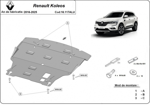 Scut motor din aluminiu Renault Koleos 