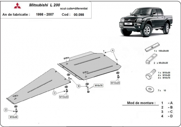 Scut cutie de viteză și diferențial Mitsubishi L 200 
