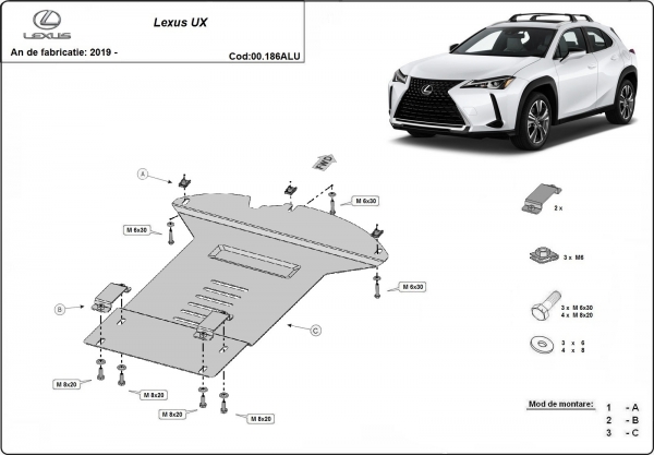 Scut antifurt din aluminiu pentru catalizator Lexus UX 