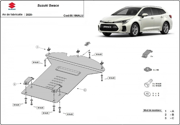 Scut antifurt din aluminiu pentru catalizator Suzuki Swace  