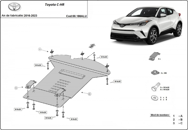 Scut antifurt din aluminiu pentru catalizator Toyota C-HR 
