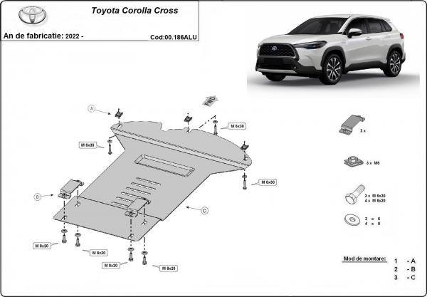 Scut antifurt din aluminiu pentru catalizator Toyota Corolla Cross 