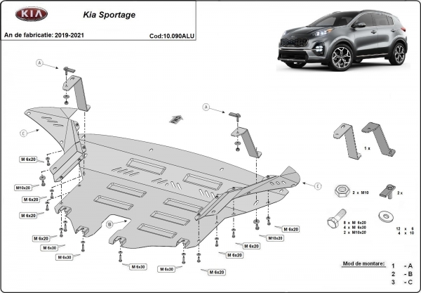 Scut motor din aluminiu Kia Sportage 
