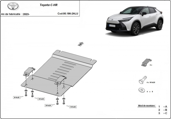 Scut antifurt din aluminiu pentru catalizator Toyota C-HR 