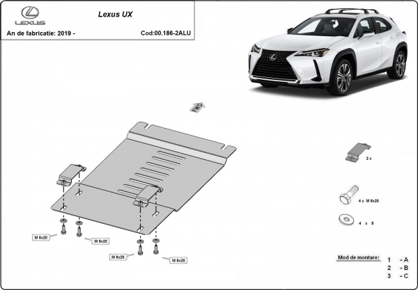 Scut antifurt din aluminiu pentru catalizator Lexus UX 