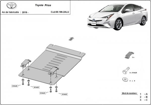 Scut antifurt din aluminiu pentru catalizator Toyota Prius 