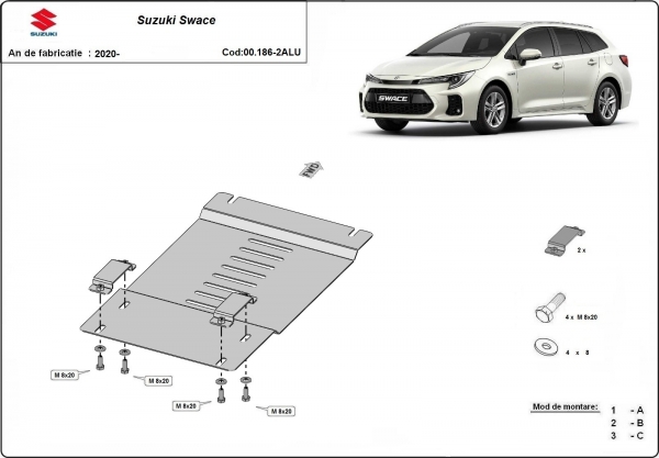 Scut antifurt din aluminiu pentru catalizator Suzuki Swace 