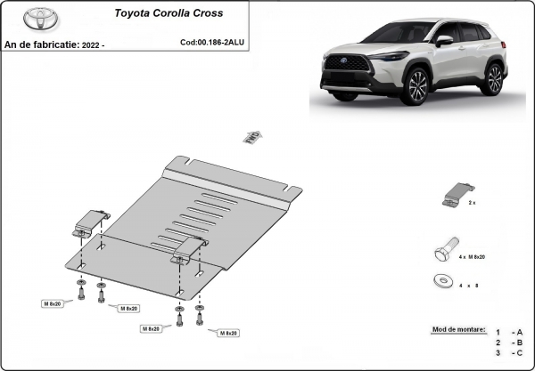 Scut antifurt din aluminiu pentru catalizator Toyota Corolla Cross 