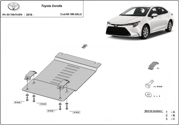 Scut antifurt din aluminiu pentru catalizator Toyota Corolla 