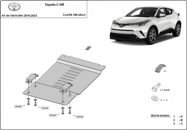 Scut antifurt din aluminiu pentru catalizator Toyota C-HR 